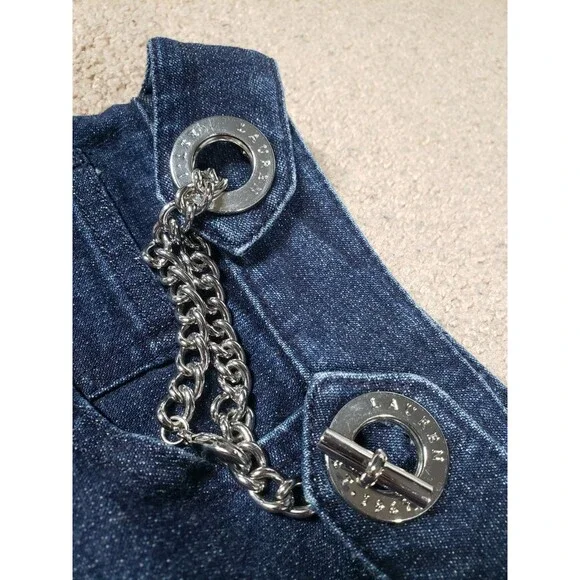 Ralph Lauren Vtg Women’s Blue Jeans Straight Waist Buckle Metallic Hardware 10 - Picture 6 of 12